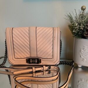 Rebecca Minkoff Chevron Quilted Love Crossbody Bag in Light Pink Leather